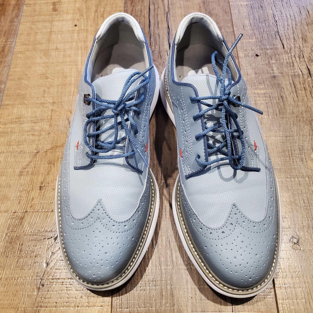 FootJoy Men's Traditional Wing Tip Golf Shoes - Blue/Grey/Red | Size 9M